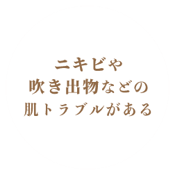 ニキビや吹き出物などの肌トラブルがある